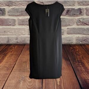 Grace Dresses 8 Petite NWT black polyester blend cap sleeves lined sheath dress